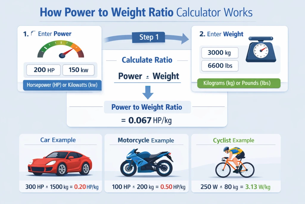 Power to Weight Ratio calculator